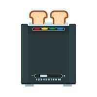 Bread toaster vector illustration food kitchen. Breakfast cartoon appliance isolated equipment. Oven crust sandwich