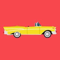 coche amarillo retro vista lateral icono plano auto. vehículo clásico ilustración diseño transporte arte vintage. viejo símbolo de dibujos animados de transporte de motor. máquina de renacimiento de moda exclusiva de estilo de dibujo vector