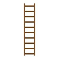 Wooden ladder with step construction staircase vector illustration. Wood tool equipment brown ladder icon climbing object. Hight wall stepladder vertical instrument. Simplicity carpenter stairway icon
