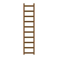 Wooden ladder with step construction staircase vector illustration. Wood tool equipment brown ladder icon climbing object. Hight wall stepladder vertical instrument. Simplicity carpenter stairway icon