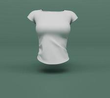 3d render Woman white t-shirt front view mockup on pastel color background photo