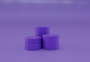 purple color 3d rendering of Studio background with realistic podium spotlight for mockup product photo