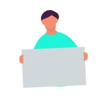 People holding placard vector illustration. Demonstration protest standing character activist with board. Meeting message protester blank and political advertising picket. Announcement human campaign