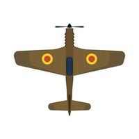 Retro plane top view vector icon aircraft aviation. Air travel biplane isolated transport above. Cartoon classic vehicle jet