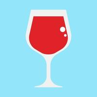 bebida vectorial de sabor plano rojo de copa de vino. romántico alcohol cristalería sommelier icono vector