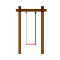 Children swing activity leisure game playing vector  icon. Outdoor pictogram wooden playground park equipment