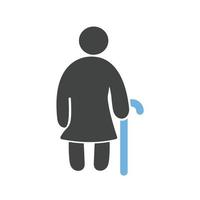 Old Woman Glyph Blue and Black Icon vector