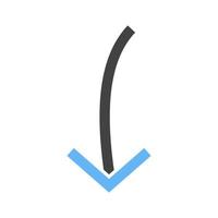 Arrow Pointing Down Glyph Blue and Black Icon vector