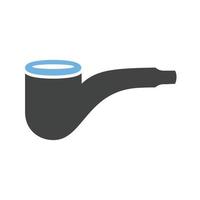 fumar pipa glifo icono azul y negro vector