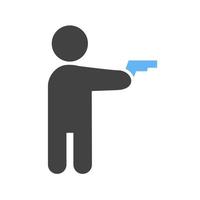 Holding pistol Glyph Blue and Black Icon vector