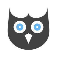 Owl Face Glyph Blue and Black Icon vector