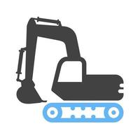 Excavator Glyph Blue and Black Icon vector