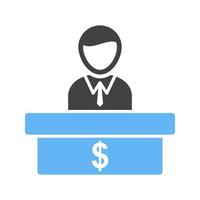 Cashier Glyph Blue and Black Icon vector