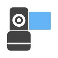 Video Camera Glyph Blue and Black Icon vector