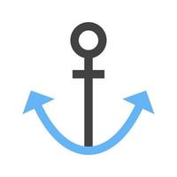 Anchor Glyph Blue and Black Icon vector