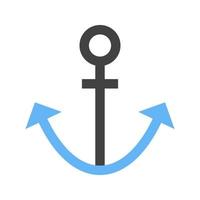 Anchor Glyph Blue and Black Icon vector