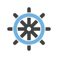 Ship Wheel Glyph Blue and Black Icon vector