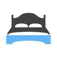 Double Bed II Glyph Blue and Black Icon vector