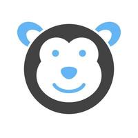 Monkey Face Glyph Blue and Black Icon vector