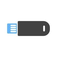 USB Cable Glyph Blue and Black Icon vector