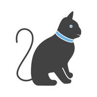 Cat Glyph Blue and Black Icon vector