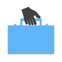 Holding Briefcase Glyph Blue and Black Icon vector