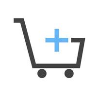 Add Shopping Cart Glyph Blue and Black Icon vector