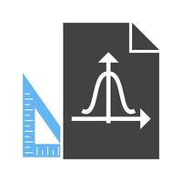 Set Square and Graph Glyph Blue and Black Icon vector