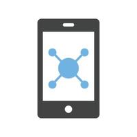 Mobile Marketing Glyph Blue and Black Icon vector