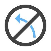 No left turn Glyph Blue and Black Icon vector