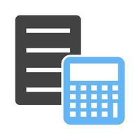 Documented Calculation Glyph Blue and Black Icon vector