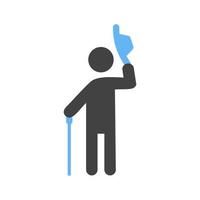 Elegant Man Saluting Glyph Blue and Black Icon vector