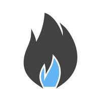 Flame Glyph Blue and Black Icon vector