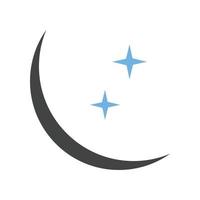 New Moon Glyph Blue and Black Icon vector