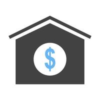 House Loan Glyph Blue and Black Icon vector