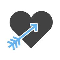 Heart with arrow Glyph Blue and Black Icon vector