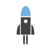 Space Rocket Glyph Blue and Black Icon vector