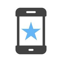 glifo estrellado icono azul y negro vector