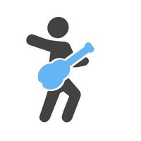 guitarrista glifo icono azul y negro vector