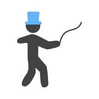 hombre con cinta glifo icono azul y negro vector