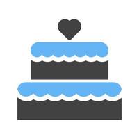 pastel de boda i glifo icono azul y negro vector
