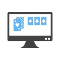Online Gambling Glyph Blue and Black Icon vector