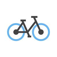 bicicleta glifo icono azul y negro vector