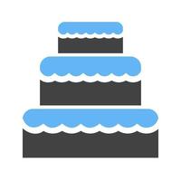 pastel de bodas ii glifo icono azul y negro vector