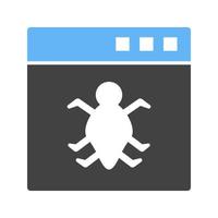 Bug in Application Glyph Blue and Black Icon vector