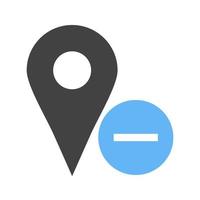 Delete Location Glyph Blue and Black Icon vector