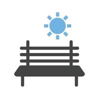 Bench in Park Glyph Blue and Black Icon vector