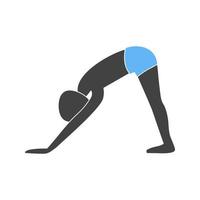 Downward Facing Dog Pose Glyph Blue and Black Icon vector