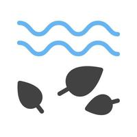 Leaves in Wind Glyph Blue and Black Icon vector