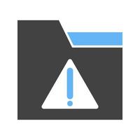 Warning on Folder Glyph Blue and Black Icon vector